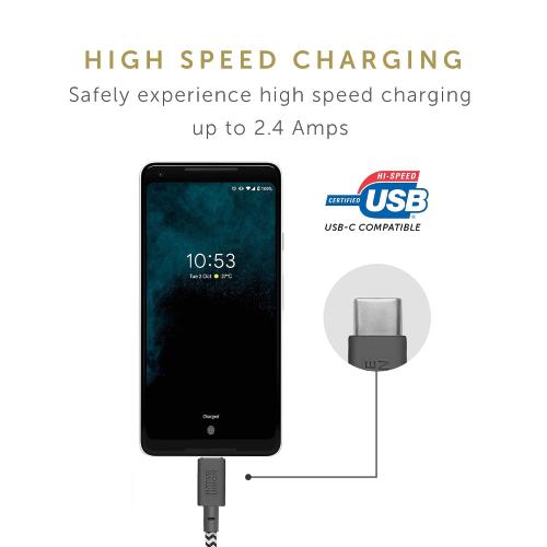 Native Union Belt Cable XL USB-C to USB-A - 10ft Ultra-Strong Charging Cable with Leather Strap Compatible with iPhone 17, Galaxy Z Fold 7, Flip 6, S25 Ultra, Pixel 10 Pro, iPad Pro (Zebra)