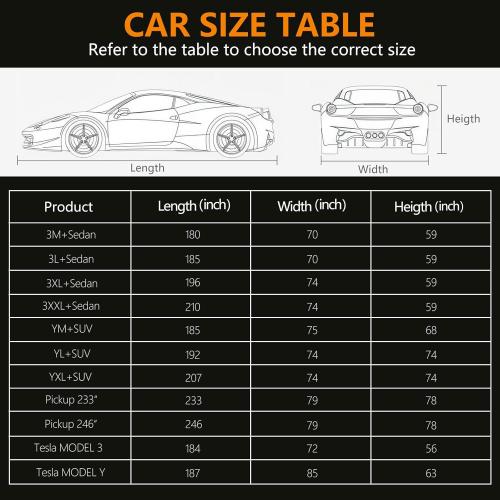 Car Cover Waterproof All Weather,6 Layers Car Covers for Automobiles, Full Exterior Cover with Zipper, Outdoor Car Cover Sun UV Rain Snow Wind Protection, Fit for 210(210*74*59 inch)Sedan