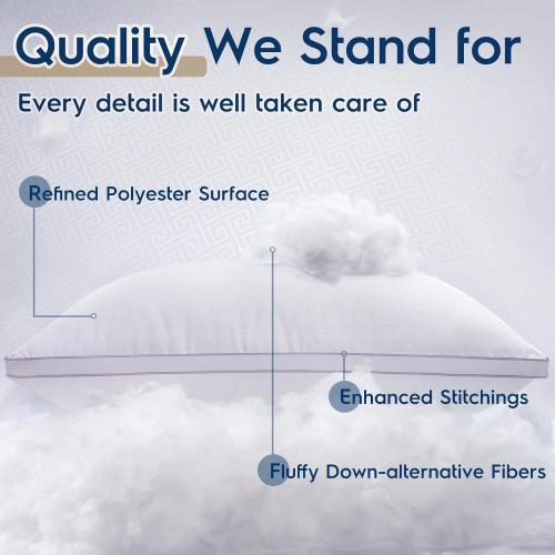 viewstar King Size Pillows Set of 2, Hotel Quality Cooling Down Alternative Gusseted Bed Pillows for Side, Back, or Stomach Sleepers, White