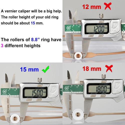 8.8 Microwave Turntable Ring with 15 mm Rollers, Microwave Oven Tray Support, Glass Plate Rotating Roller Ring, Ring Outer Diameter 8.8 inch (22.2 cm), Roller Height 15 mm