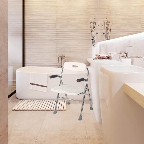 Elderly Assis Medical Shower Bath Seat Adjustable Shower Chair Portable Bath Seat Shower Chair Seat Bench for Seniors Disabled Injured with Handle
