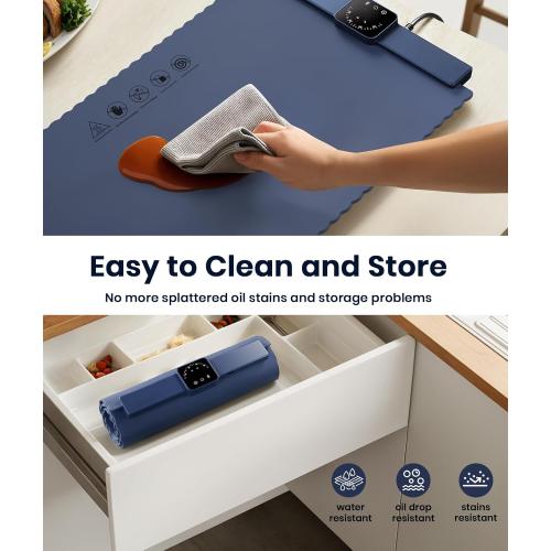 Food Warming Mat for Food, Electric Warming Tray with 5 Temp-Settings to Keep Food Warm at Party, Foldable Heating Pad for Food – Easy Storage, Silicone Food Warming Pad, Easy to Clean