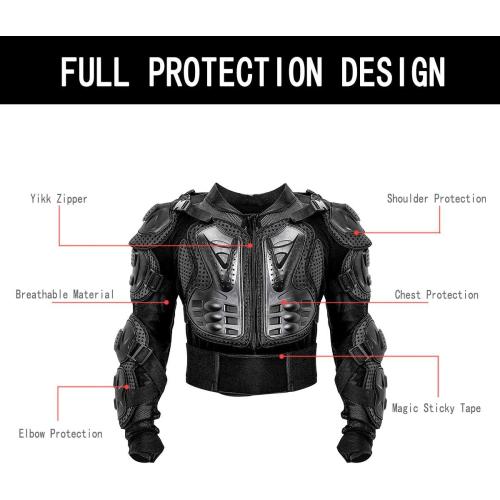 Medium Motorcycle Protective Jacket Full Body Armor Protection Dirt Bike Gear ATV Protective Safety Gear Riding Racing Armor Motocross Protector Jacket Men Women For Off-Road Motorbike Cycling Skiing Skating