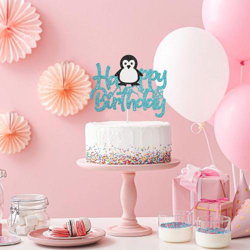 Penguin Happy Birthday Cake Topper, Animal Penguin Cake Decorations