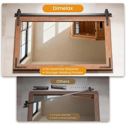 Farmhouse Bathroom Mirror, 40x26 Rustic Wood Vanity Mirror Brown | Decorative Wood Framed Wall Mounted Mirror,Barn Door Style Vintage Vanity Mirror, Bathroom/Vanity/Hallway Decor