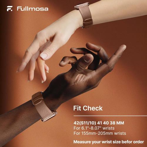 Fullmosa Leather Bands Compatible with Apple Watch Band 42mm 41mm 40mm 38mm for Women Men, Top Grain Genuine Leather Strap for iWatch Series 11/10/9/8/7/6/5/4/3/2/1,SE3/2/1, Beige/Rose Gold