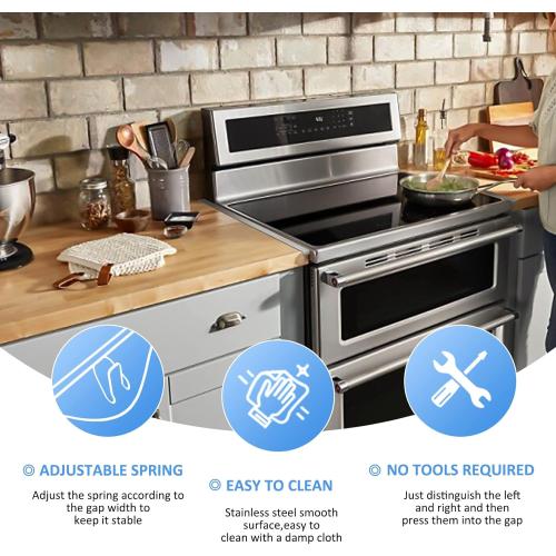 Tonhui Stainless Steel Stove Gap Covers, Kitchen Stove Counter Gap Filler, Stove Guard Counter Gap Cover Length 25.4 Heat Resistant for Years of Use - 2 PCS (Left and Right)