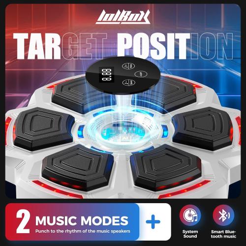 Music Boxing Machine for Adults,Bluetooth Smart Boxing Training Machine,Wall Target Punching Workout for Kids,Reflex Training Suitable for Home,Office,Gym,Fun Fitness Equipment(Hoar)