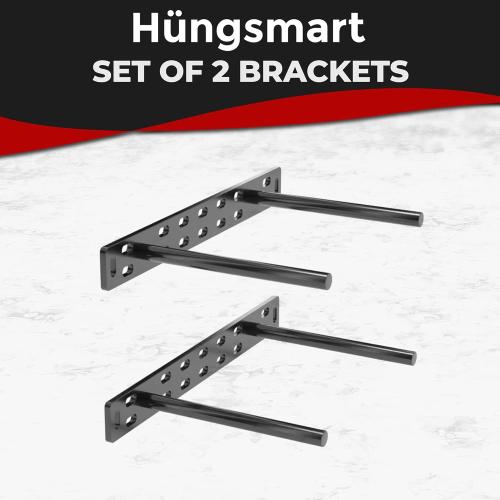 Set of 2 Size 11x 1 1/4 x 6 Floating Shelf Brackets 11 inch Multiple Mounting Location Baseplate/Heavy Duty Black Painted Mild Steel Bracket Hidden Wall Shelves Support Hardware Mount Kitchen/Nursery Decor (6 inch Rods)