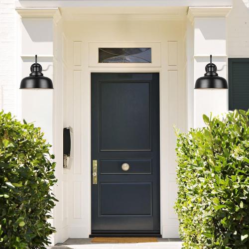 Solar Barn Lights for Outside, Outdoor Wall Lights Solar Powered, Farmhouse Exterior Wall Sconces, Industrial Exterior Lighting Fixture, Rustic Lantern for Garage, Barn, Shed,RZSR007-2