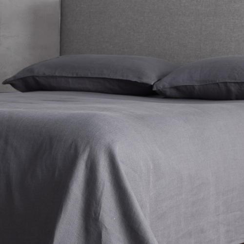 DAPU 100% Linen Pillowcases 20x30 Inches Pillow Cases (Pack of 2) with Envelope Closure, Stone Washed Breathable and Cooling (Dark Gray, Queen)