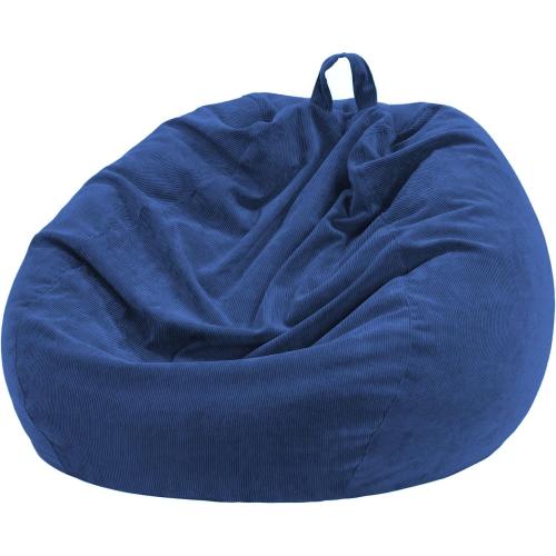 Nobildonna Bean Bag Chair Cover (No Filler) for Kids and Adults,Beanbag Stuffed Animal Storage Without Filling Plush Toys Holder and Organizer Soft Premium Corduroy 200L (Dark Blue)