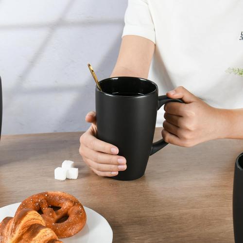 Teivio Home set 8....Extra Large Ceramic Tall Coffee Mugs Set for Coffee Tea Hot Cocoa  Dishwasher & Microwave Safe (Matte black)