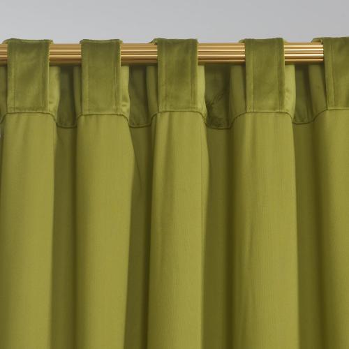 Olive Green Velvet Back Tab Curtains 108 inches Long, Block Light Thermal Insulated Window Drapes Panels for Living Room, W52 x L120, 2 Panels