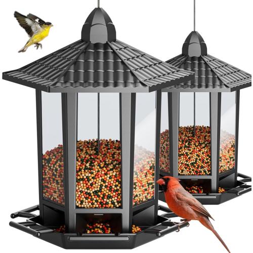 Birdream 2 Pack Bird Feeders for Outdoor Hanging, Retro Pagoda Design Fun Installation Bird Feeder, Attracting Wild Birds Chickadees Goldfinches Cardinals Finches and Sparrows