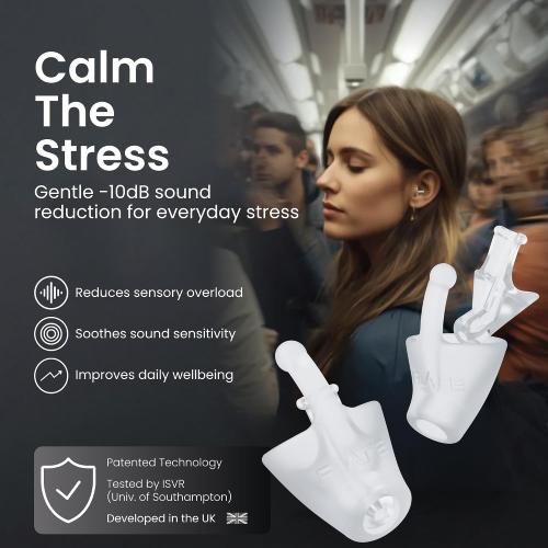 Flare Calmer Extra (Standard) | Earplug Alternative with -10 dB Sound Reduction | Stress Relief from Everyday Noise | No Muffling | Soft Silicone Ear Tool