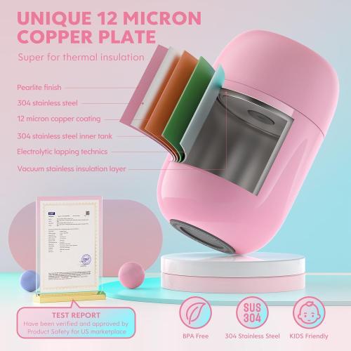 DaCool Insulated Food Jar Food Thermo Kids Thermo for Hot Food 16 oz Stainless Vacuum Bento Lunch Therm for Kids Girls Adult with Spoon Leak Proof for School Office Picnic Travel Outdoors, Pink