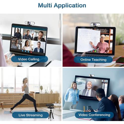 2K Webcam, Full HD Webcam for PC, Web Camera with Microphone, Tripod, Auto-Focus, Privacy Cover, USB, for Live Streaming & Video Conferencing