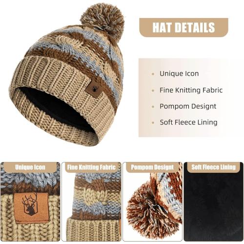 Boys Winter Hat Scarf and Gloves Set for Kids Warm Knitted Hat Mittens and Fleece Neck Warmer Scarf Set for Boys Girls 3pcs
