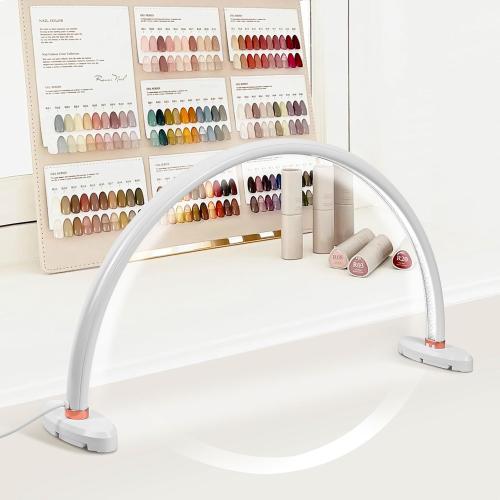 BZJ 16-Inch Half Moon Nail Light for Desk Portable Nail Art Table Lamp with Adjustable Brightness and Color Temperature for Beauty Eyelash Extensions Tattoo Crafts