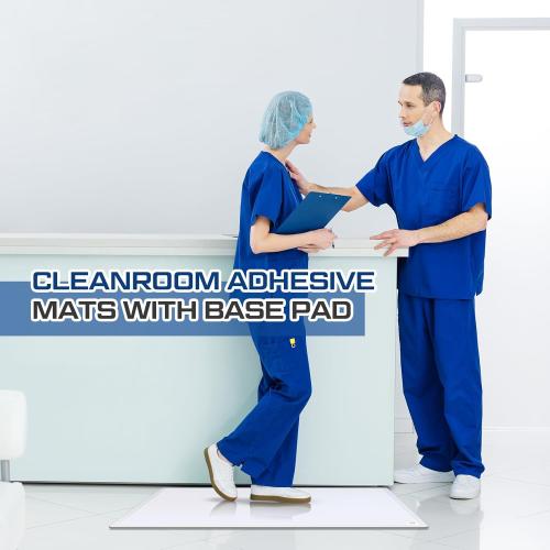 Nuanchu Adhesive Mat Pad Include 1 Sticky Non Slip Base Pad 2 Tacky Dust Mats Construction of 30 Sheets (60 Sheets Total) for Clean Room Science Lab Matting Laboratory Hospital(White,24x36 Inches)