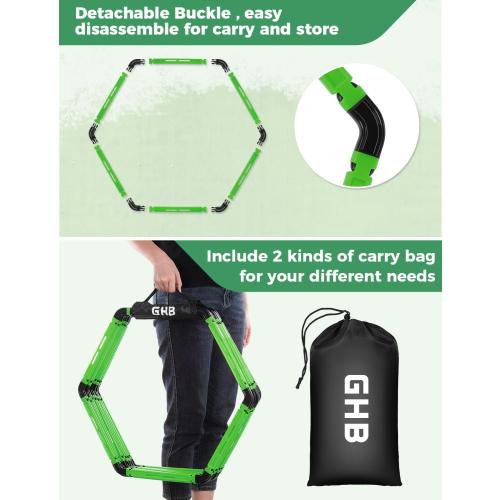 GHB Hex Agility Rings Speed Rings with Carrying Bag 6 Set Portable Hexagon Rings, Agility Ladder for Agility Footwork Training