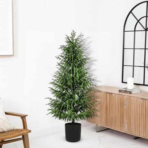 Norfolk Pine Christmas Tree Real Touch Faux Holiday Tree with Pot, Realistic Indoor Outdoor Decoration for Entryway, Living Room, Office, Apartment (5FT- 2Pack)