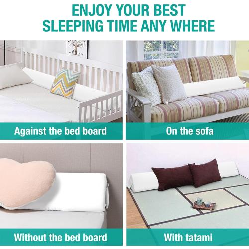 Vekkia Queen Size Bed Wedge Pillow for Headboard Gap/Mattress Wedge Gap Filler/Bed Gap Filler Fill 0-6 Gap Between Headboard and Mattress,60x10x6-White