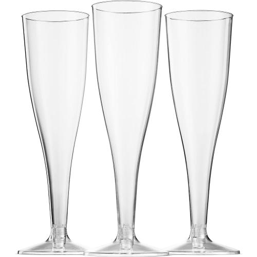 Munfix 100 Plastic Champagne Flutes - 5 Oz Disposable Clear Champagne Glasses for Parties, Mimosa Bar, Events, Wedding and Shower Party Supplies - Toasting Cocktail Cups