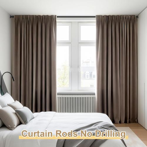 2Pack Black Tension Curtain Rod 41-126 In,Outdoor Curtain Rod | No Drilling for Window,Heavy Duty Shower Rod,Rod Diameter 1.26In-One-bond stretching