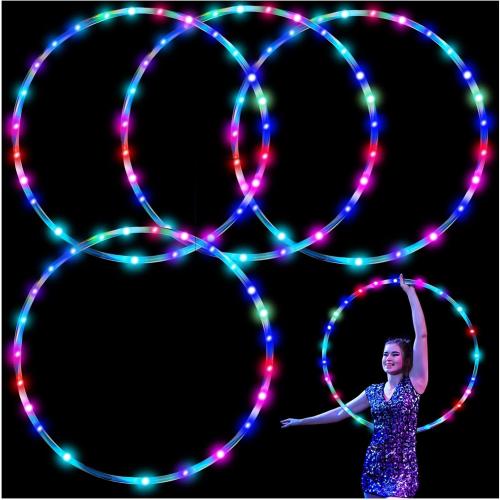 LED Hoop Dance Exercise Light Up Hoop for Kids Adults Children, 36in24inFitness Equipment Weight Loss Auto Color Changing Strobe Glow Light, Hooper Hoop(2*AA Batteries are Needed. Not Included)