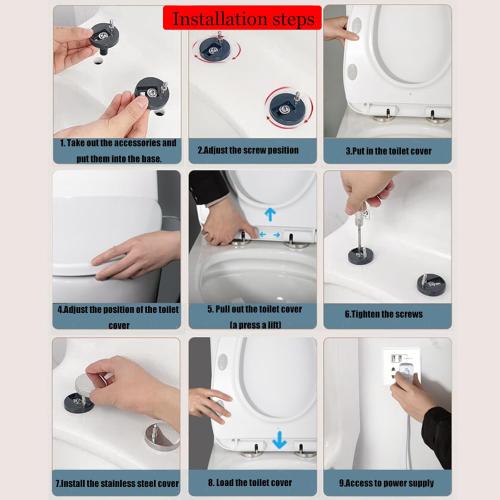 Heated Toilet Seat with Temperature Display and Built-in Side Controls, 3-Speed Heating Mode Elongated Toilet with Earth Leakage Protection, Slow Close Warming Toilet Seat with Auto Night Light