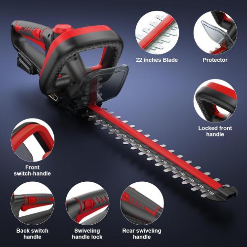 Hedge Trimmer for Milwaukee 18V Battery, Cordless Hedge Trimmer with 22'' Dual-Action Blade and Safety Lock,1600PRM, 3/5'' Cutting Width(Battery Not Included)