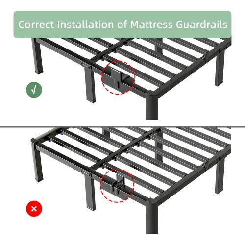 Queen Size Bed Frame, 14 Inch Heavy Duty Metal Platform Bed Frame, Noise Free Steel Mattress Foundation, No Box Spring Needed, Spacious Under Bed Space