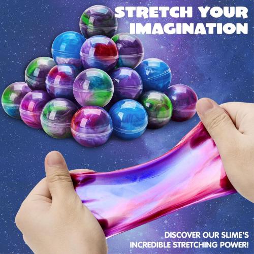 JOYIN Slime Party Favors, 24 Pack Galaxy Slime Ball - Stretchy, Non-Sticky, Mess-Free, Stress Relief, and Safe - Toys for Girls and Boys - Classroom Reward, Party Supplies