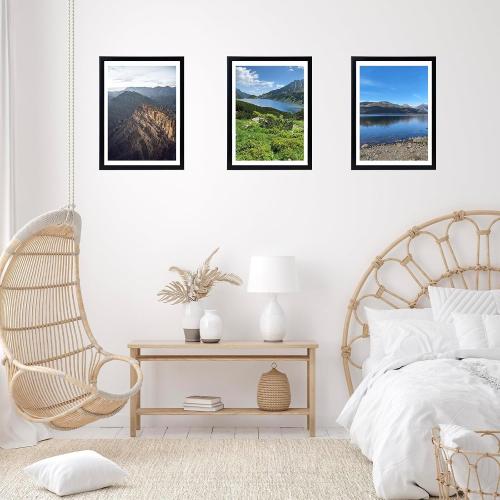 12x16 Picture Frame Set of 2 Black with 10x14 Mat for 30 x 40cm Diamond Art Painting, Display Photo 10x14 with Mat or 12 x 16 Without Mat, Wall Hanging Large Frame, 2 Pack, Black