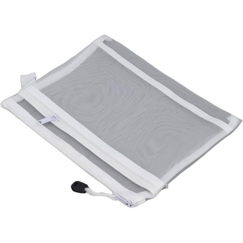 14PCS Zipper Mesh Pouch Double Layer A5 Size Nylon Mesh Zipper Pouch Bag