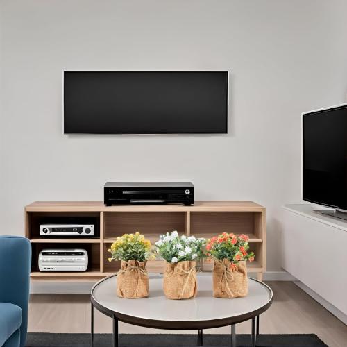 Velener Artificial Flowers in Small Burlap Bag Vases 3Pcs - Faux Flowers Farmhouse Home Coffee Table Bookshelf Office Desk Decor Kitchen Dining Room Fake Plants Indoor(Red/White/Yellow)