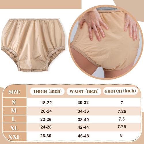 M 10 Pcs Adult Plastic Diaper Cover Pull-On Cover Plastic Pants Reusable Incontinence Waterproof Pants(Medium,Beige)