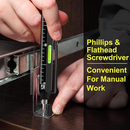 Gifts for Men, Dad, Him, Husband, 9 in 1 Multitool Pen Set with LED, Stylus, Level, Screwdriver, Mens Gift from Daughter, Wife, Son, Cool Gadgets Birthday Gifts for Men, Father, Black, 1 Pack