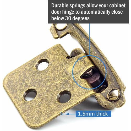 50 Pack (25 Pairs) Kitchen Cabinet Hinges Overlay Antique Brass