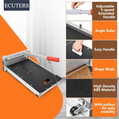 13“ Laminate Floor Cutter with Wheels, Heavy Duty Vinyl Floor Plank Cutter, Adjustable Angle Length Cutting 17mm Thick LVP SPC WPC Engineered Wood