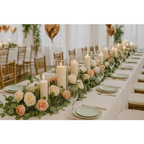 Set of 6 White Pillar Candles with Clear Glass Hurricane Holders- Elegant Cylinder Candle Vases for Weddings, Parties, Centerpieces, Home & Office Decor (White, 6 Set)
