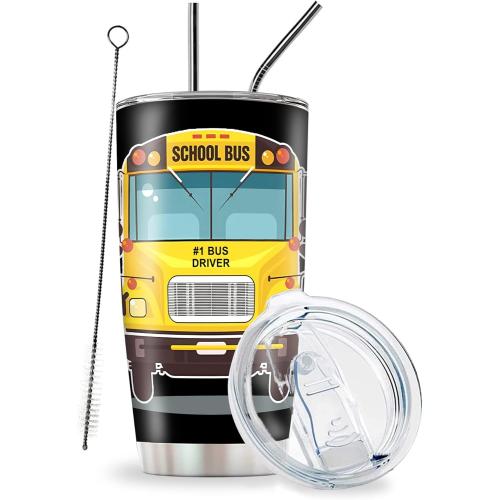Bus Driver Gifts for Women Men, School Bus Driver Appreciation Gifts, 20oz Bus Driver Tumbler Cup, School Bus Driver Coffee Travel Mug, Bus Driver Insulated Stainless Steel Drinking Cup