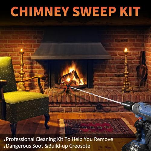 Sealegend 30 Feet Chimney Sweep Kit Chimney Brush, Chimney Cleaning Kit and Rotary Chimney Cleaning System, Fireplace Brush Tool with 9 Nylon Flexible Rods