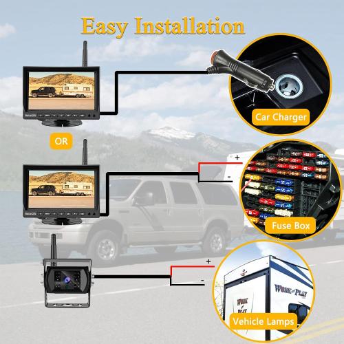 Wireless Backup Camera for Trucks VMW7 high Definition 1080P 7” IPS Monitor System,High-Speed Stable Transmission & Waterproof