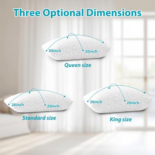 Cooling Pillows for Sleeping 2 Pack, Adjustable Shredded Memory Foam Pillows Queen Size Set of 2, Firm Bed Pillows for Side Back Stomach Hot Sleepers, Cold Pillow with Removable Washable Cover
