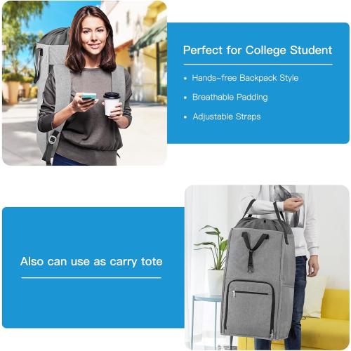 Size Extra Large Color Grey Laundry Backpack Bag, Extra Large 2 in 1 Laundry Hamper Basket for College Students Dorm Essentials, Adjustable Shoulder Straps, Freestanding Laundry Bag for Apartment, Laundromat, Travel
