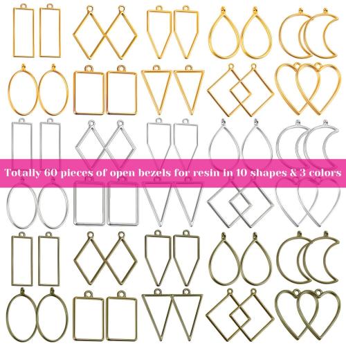 Shynek 50Pcs Hollow Frame Pendants - Resin Craft Bezels Jewelry Molds for Necklaces and Earrings Making Supplies