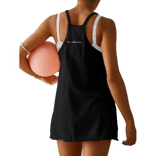 SIZE MEDIUM Womens Athletic Dress Hot Shot Mini Dress Built in Shorts Summer Workout Romper Dress